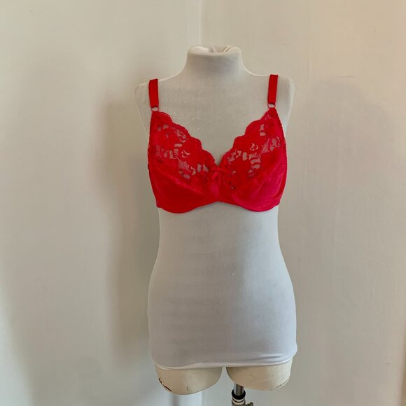 VTG Bravissimo Hot Pink Sexy 40 C Lace Bra 7550 Plus Underwire Silky Sheer Push - Picture 2 of 12
